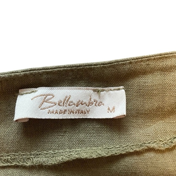 Bellambra Linen Dress-Layered-Ruffled-V Neck-3/4 Sleeves-Size Medium-Made Italy - Picture 6 of 10